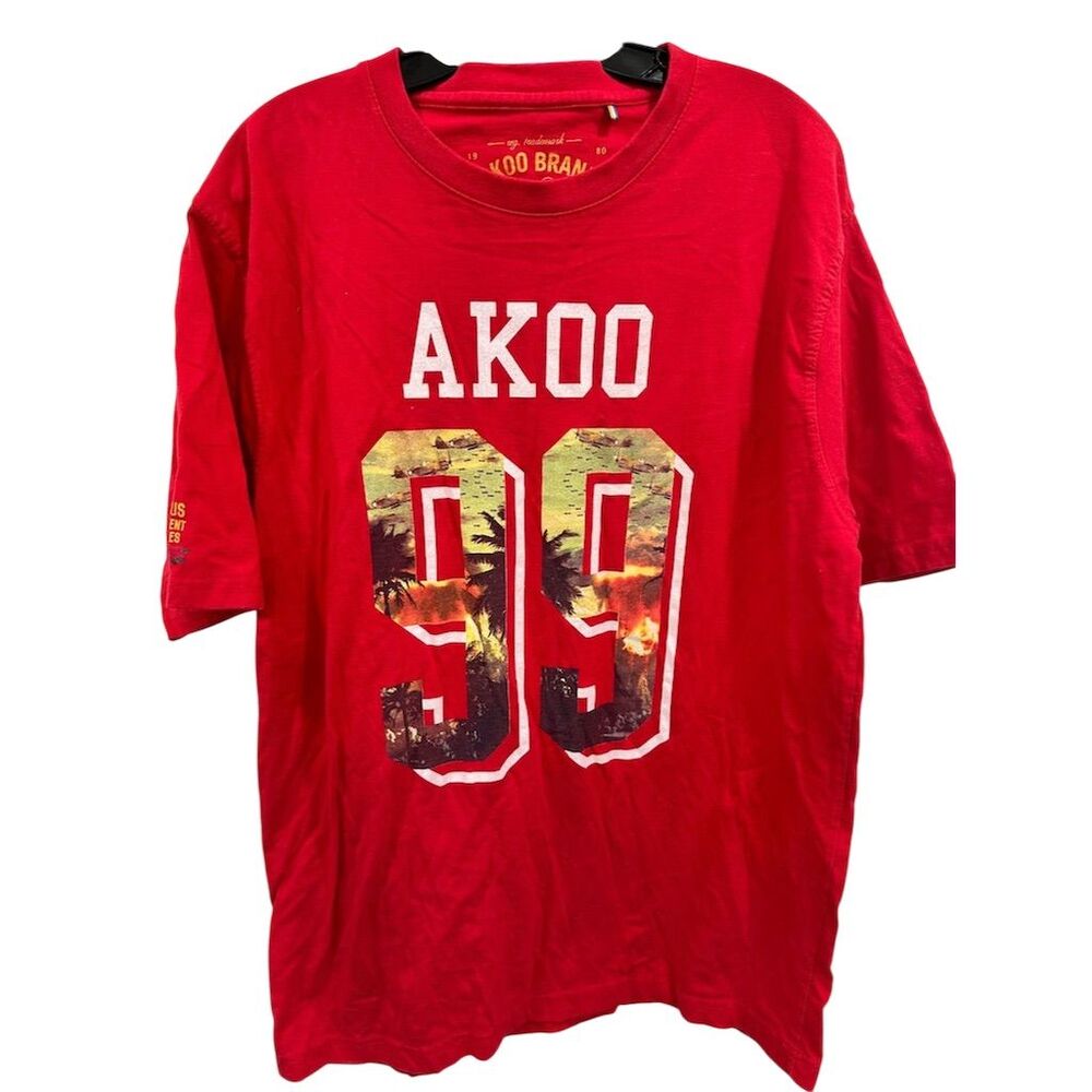 AKOO Men's‎ Red Graphic T-Shirt XXL "99" Design Casual Streetwear